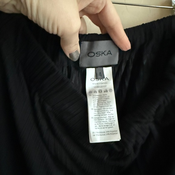 Oska Women Wide Leg Trouser Pant Pull On Crinkle Micro Pleat Lagenlook 14/16 - Picture 6 of 9